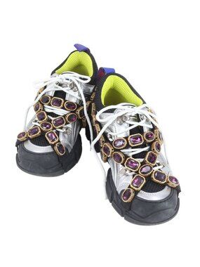 Gucci Flashtrek Crystal Visual Chain 36 Sneakers Shoes Rbm